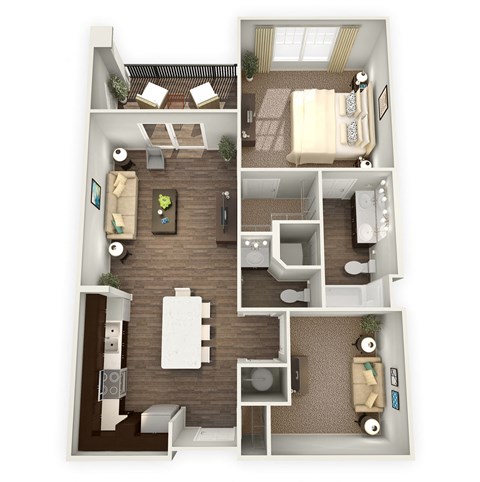 1BR 1BA (862 SF)